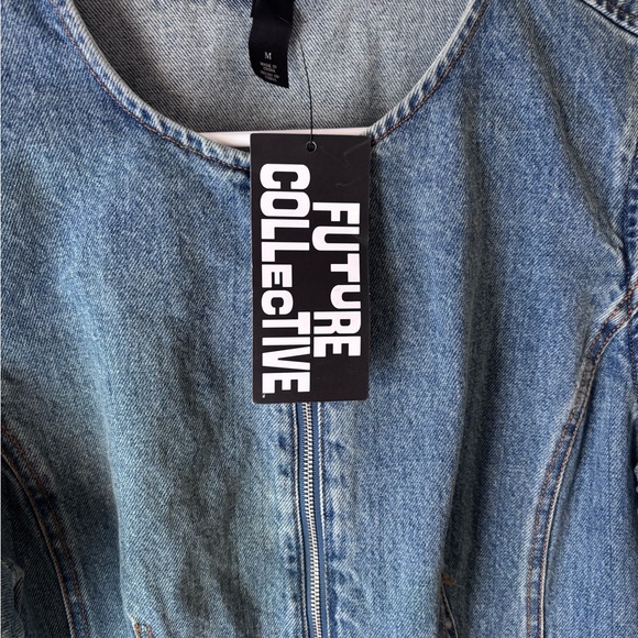 Future Collective - Denim Blue Mini Zip Dress - Picture 4 of 4